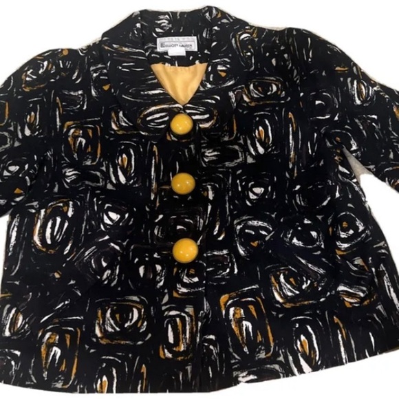 Vintage Elliott Lauren Black and Yellow Suit Jacket size 8 - Picture 1 of 4